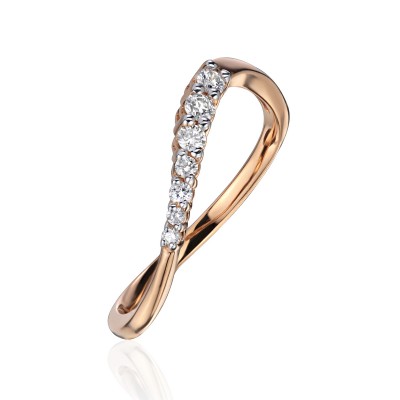 Кольцо с бриллиантом из красного золота 585 пробы фото