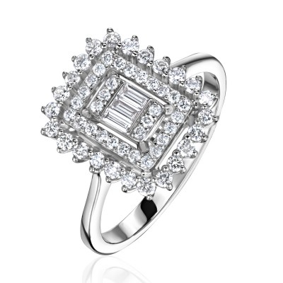 Кольцо с бриллиантом из белого золота 585 пробы фото