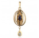 Подвеска с бриллиантом и сапфиром из желтого золота 585 пробы