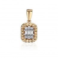 Подвеска с бриллиантом из комбинированного золота 585 пробы фото