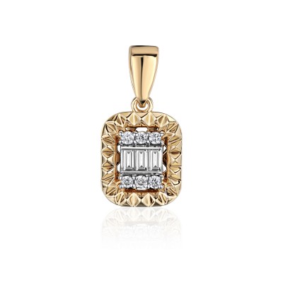 Подвеска с бриллиантом из комбинированного золота 585 пробы фото