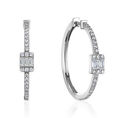 Серьги с бриллиантом из белого золота 585 пробы фото