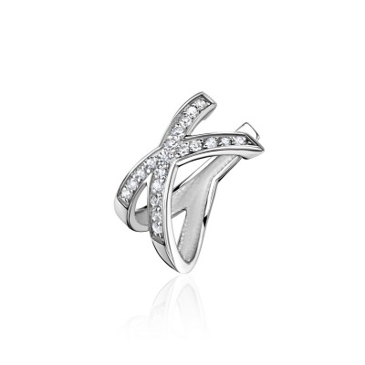 Серьга одиночная с бриллиантом из белого золота 585 пробы фото