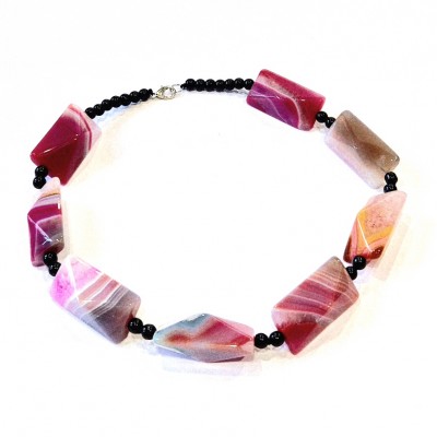 Колье с агатом и ониксом фото