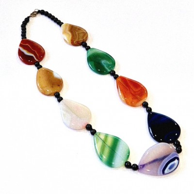 Колье с агатом и ониксом фото