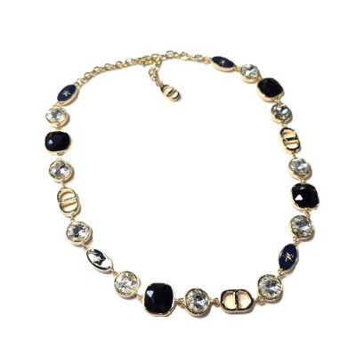 Колье с цирконом, эмалью и кристаллом фото