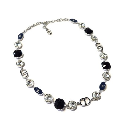 Колье с цирконом, эмалью и кристаллом фото