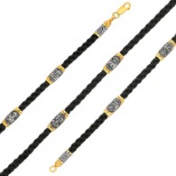 Гайтан  из текстиля и серебра 925 пробы фото