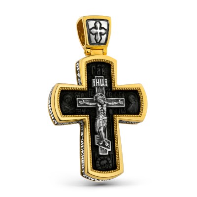 Крест в серебряном окладе с образом Спасителя. фото