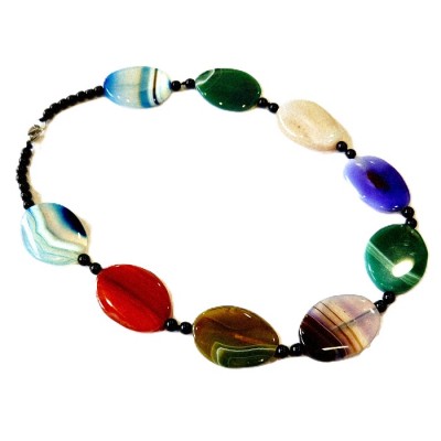 Колье с агатом и ониксом фото