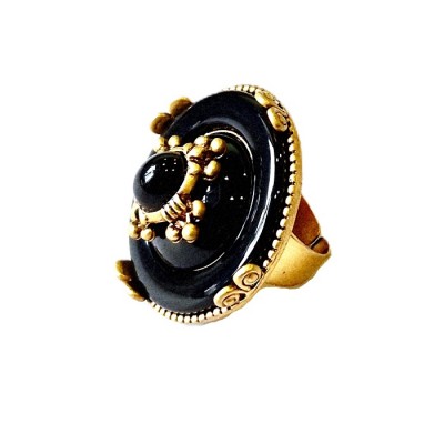 Кольцо с ониксом и эмалью фото