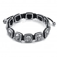 Браслет Memento mori из текстиля и серебра 925 пробы, ширина 13,5мм фото