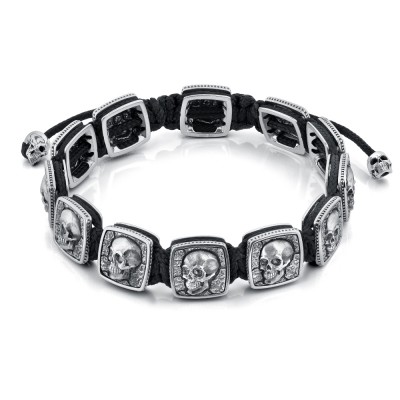 Браслет Memento mori из текстиля и серебра 925 пробы, ширина 13,5мм фото