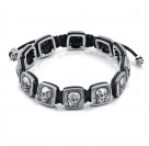 Браслет Memento mori из текстиля и серебра 925 пробы, ширина 13,5мм