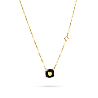 Колье с цирконом и керамикой из серебра 925 пробы фото