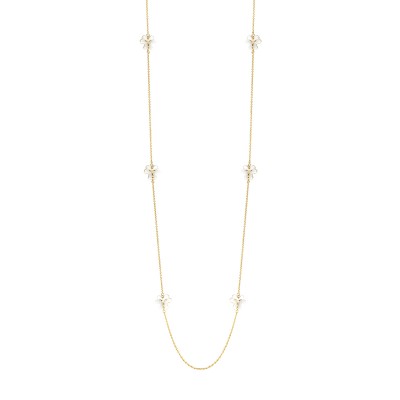 Колье с цирконом и керамикой из серебра 925 пробы фото