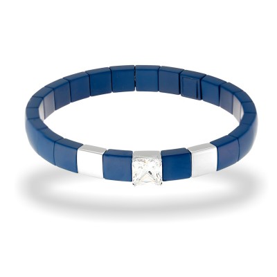 Браслет с цирконом и керамикой из серебра 925 пробы фото