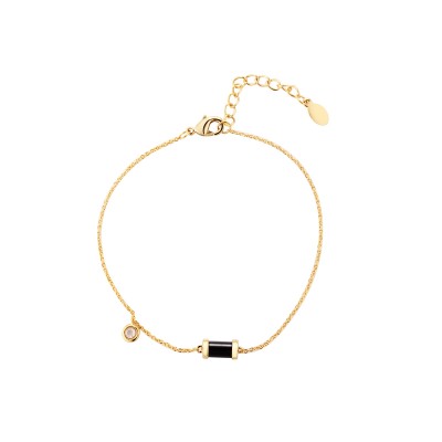 Браслет с цирконом и керамикой из серебра 925 пробы фото