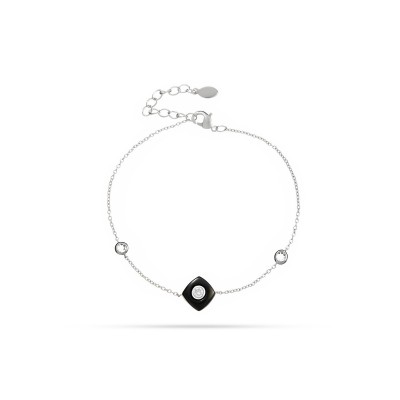 Браслет с цирконом и керамикой из серебра 925 пробы фото