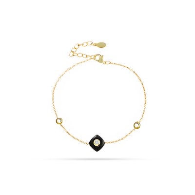 Браслет с цирконом и керамикой из серебра 925 пробы фото