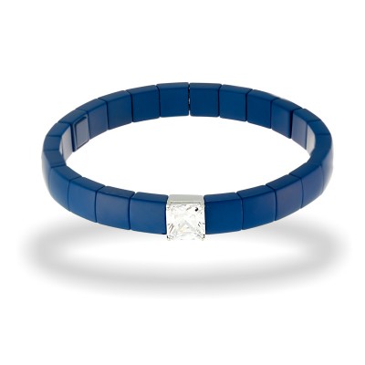 Браслет с цирконом и керамикой из серебра 925 пробы фото