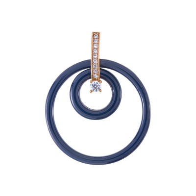 Подвеска с цирконом и керамикой из серебра 925 пробы фото