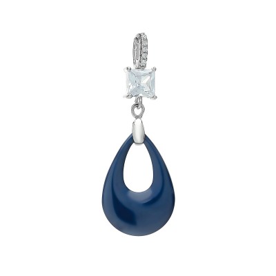 Подвеска с цирконом и керамикой из серебра 925 пробы фото