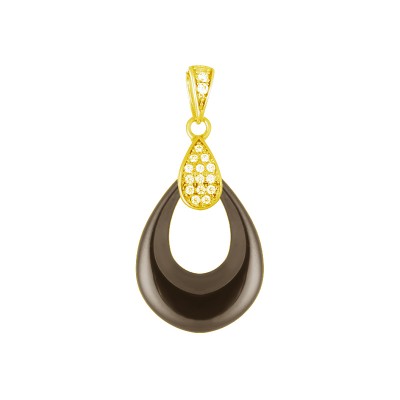 Подвеска с цирконом и керамикой из серебра 925 пробы фото