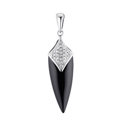 Подвеска с цирконом и керамикой из серебра 925 пробы фото