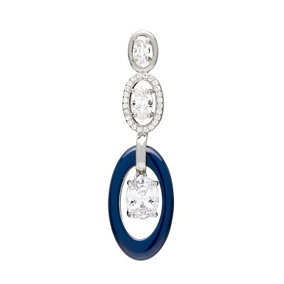 Подвеска с цирконом, керамикой и Ситалл из серебра 925 пробы фото