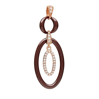 Подвеска с цирконом и керамикой из серебра 925 пробы фото