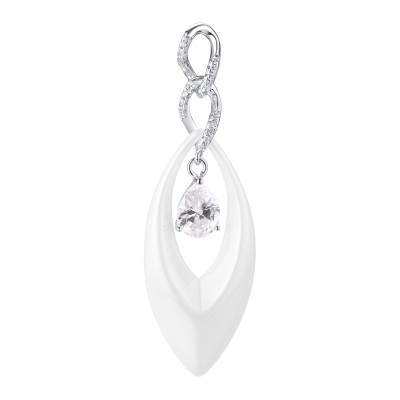 Подвеска с цирконом, керамикой и Ситалл из серебра 925 пробы фото