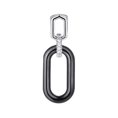 Подвеска с цирконом и керамикой из серебра 925 пробы фото