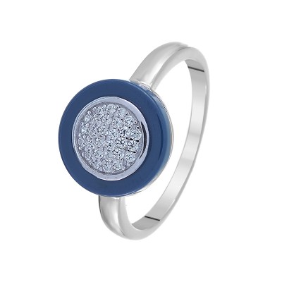 Кольцо с цирконом и керамикой из серебра 925 пробы фото