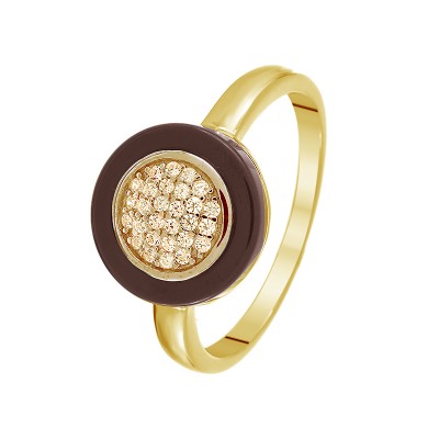 Кольцо с цирконом и керамикой из серебра 925 пробы фото