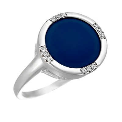 Кольцо с цирконом и керамикой из серебра 925 пробы фото