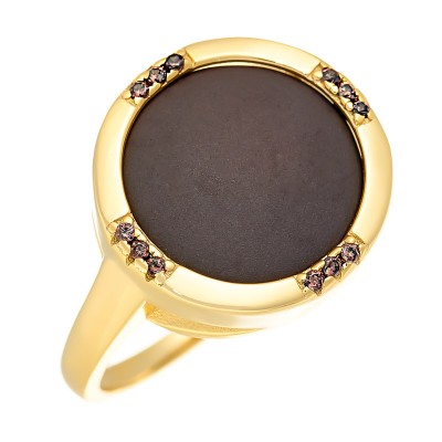 Кольцо с цирконом и керамикой из серебра 925 пробы фото