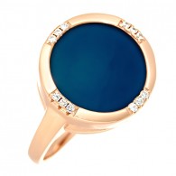 Кольцо с цирконом и керамикой из серебра 925 пробы фото