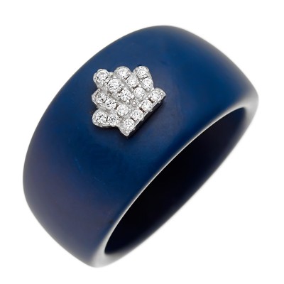 Кольцо с цирконом и керамикой из серебра 925 пробы фото