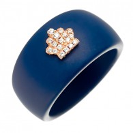 Кольцо с цирконом и керамикой из серебра 925 пробы фото