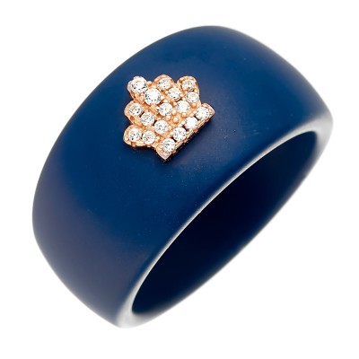 Кольцо с цирконом и керамикой из серебра 925 пробы фото