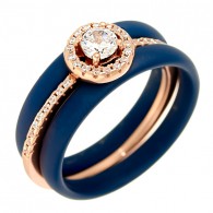 Кольцо с цирконом и керамикой из серебра 925 пробы фото