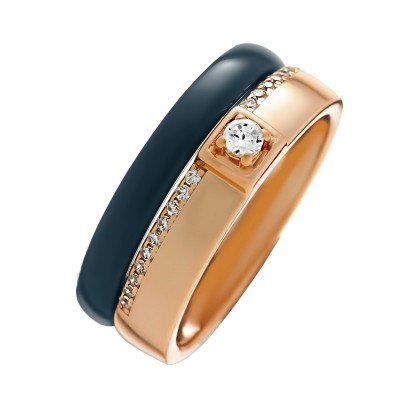 Кольцо с цирконом и керамикой из серебра 925 пробы фото