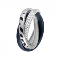 Кольцо с цирконом, эмалью и керамикой из серебра 925 пробы фото