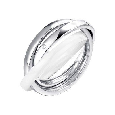 Кольцо с цирконом и керамикой из серебра 925 пробы фото