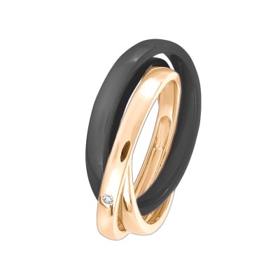 Кольцо с цирконом и керамикой из серебра 925 пробы фото