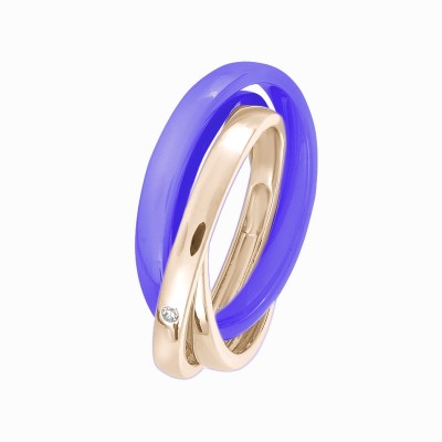 Кольцо с цирконом и керамикой из серебра 925 пробы фото