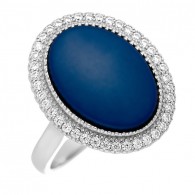 Кольцо с цирконом и керамикой из серебра 925 пробы фото