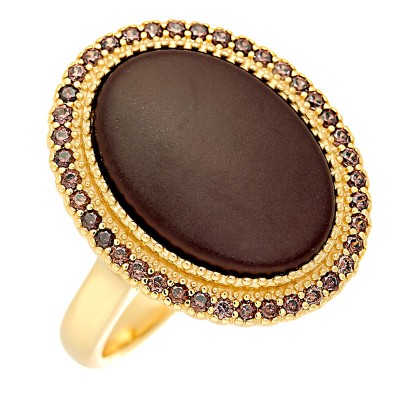 Кольцо с цирконом и керамикой из серебра 925 пробы фото