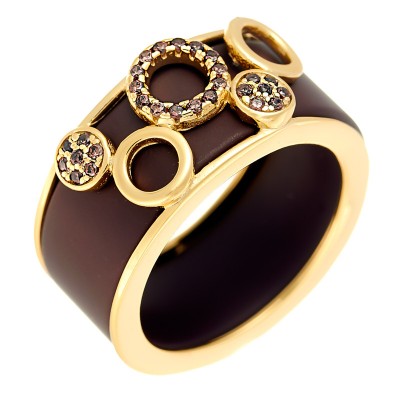 Кольцо с цирконом и керамикой из серебра 925 пробы фото